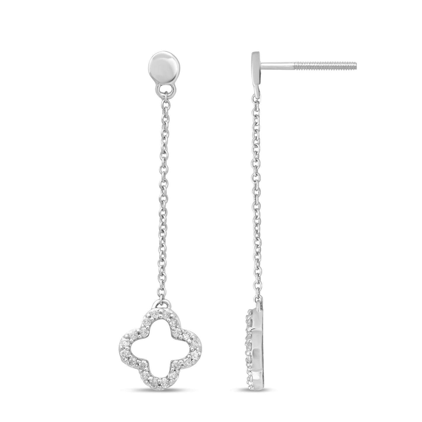 Muse Jewelry .17ct G SI 14K White Gold Diamond Flower Dangling Earrings