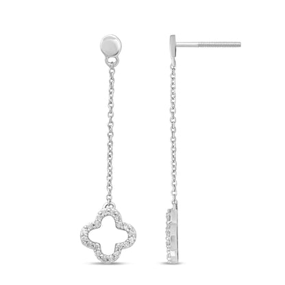 Muse Jewelry .17ct G SI 14K White Gold Diamond Flower Dangling Earrings