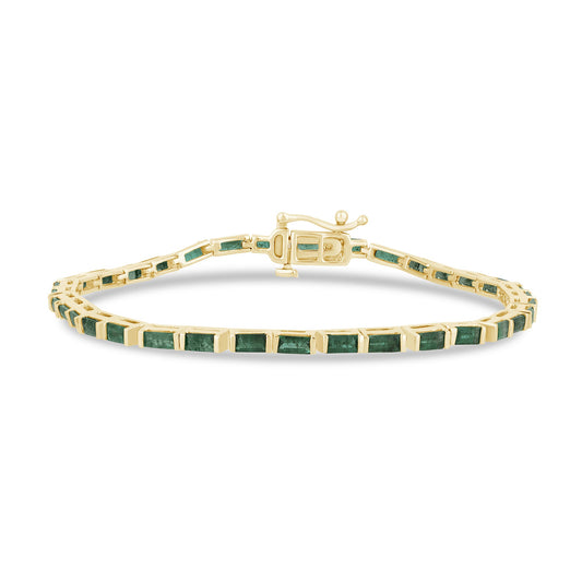 Muse Jewelry 3.80ct G SI 14K Yellow Gold Emerald Gemstone Tennis Bracelet 7" Long