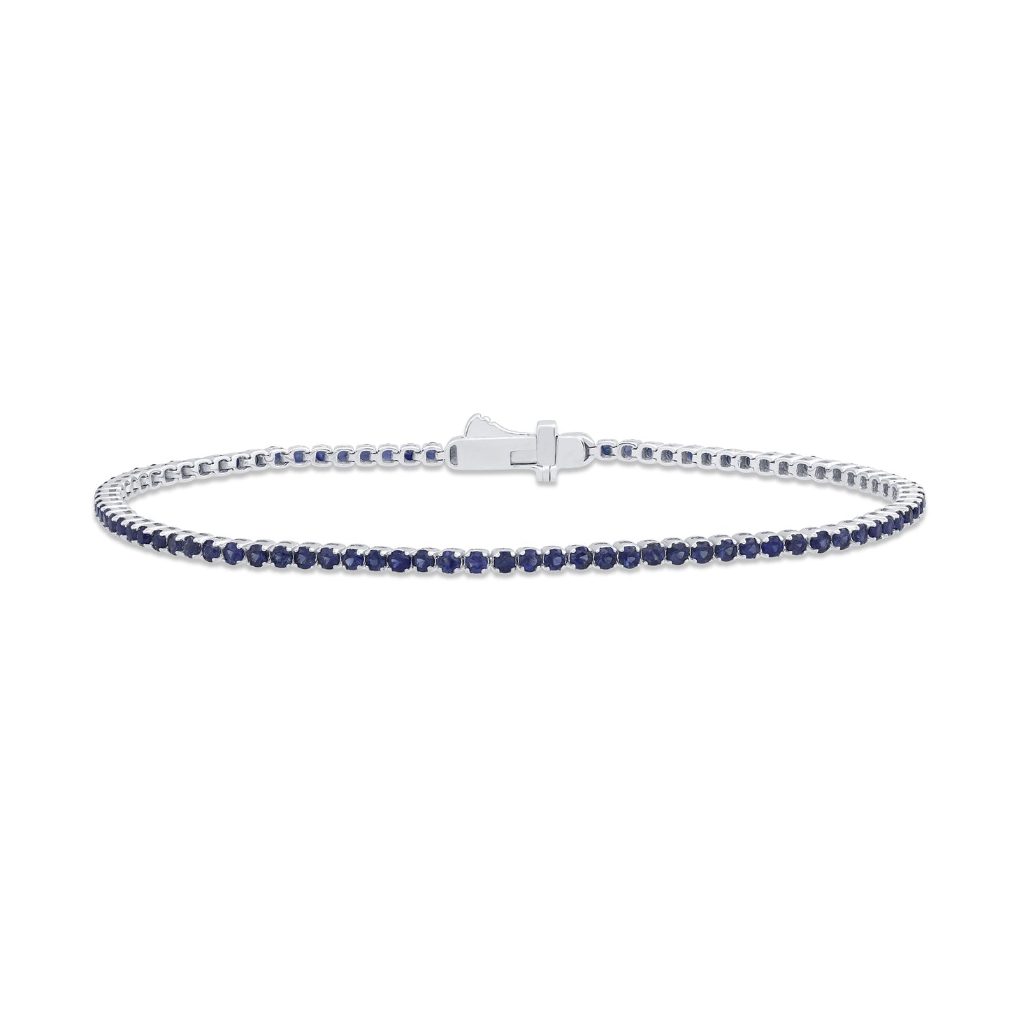 Muse Jewelry 2.41ct G SI 14K White Gold Natural Blue Sapphire Tennis Bracelet 7"