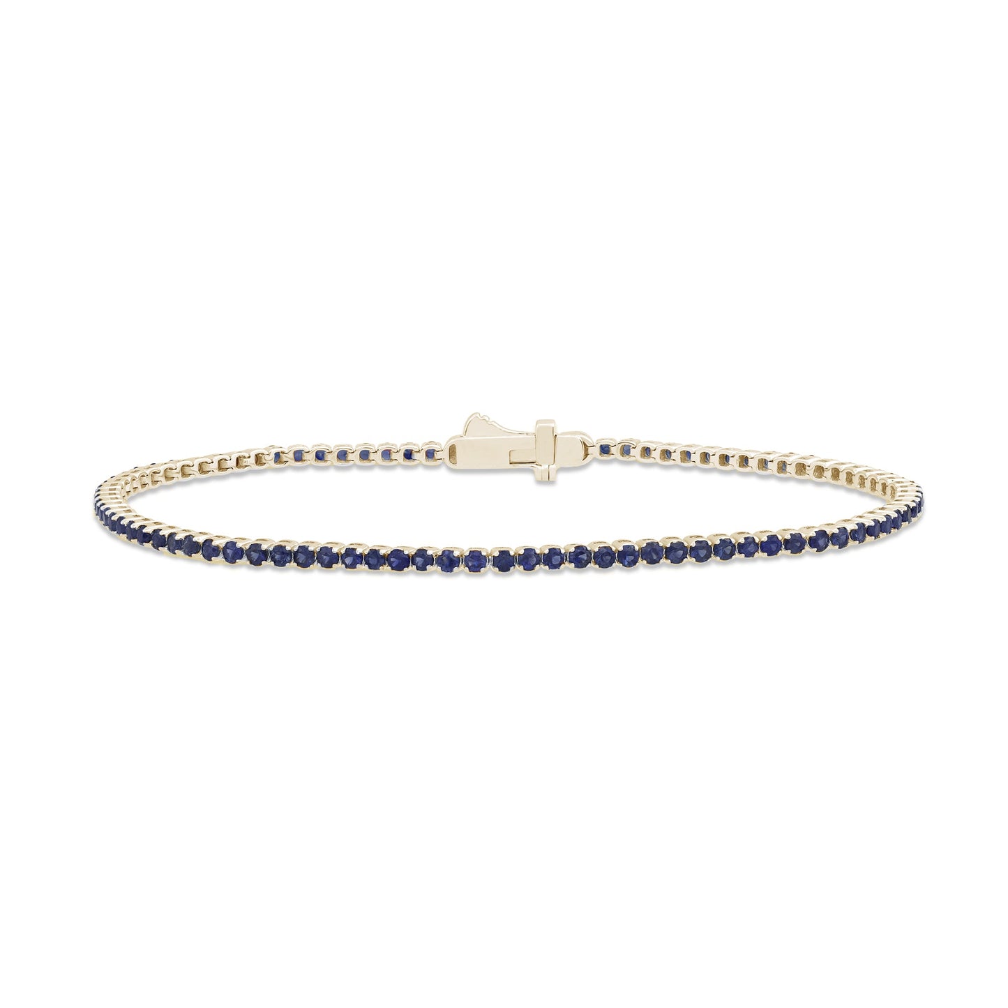 Muse Jewelry 2.43ct 14K Yellow Gold Natural Blue Sapphire Tennis Bracelet 7"