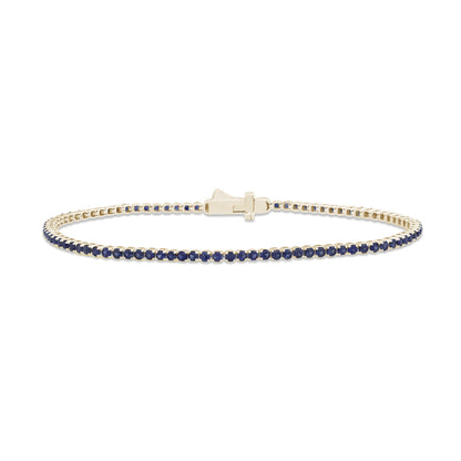 Muse Jewelry 2.43ct 14K Yellow Gold Natural Blue Sapphire Tennis Bracelet 7"
