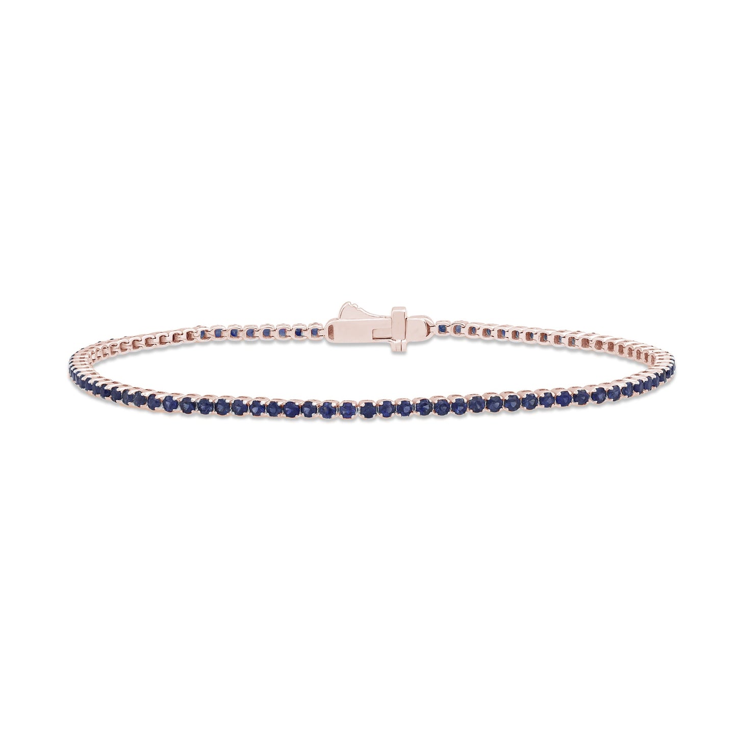 Muse Jewelry 2.57ct G SI 14K Rose Gold Natural Blue Sapphire Tennis Bracelet 7"