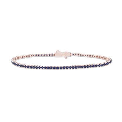 Muse Jewelry 2.57ct G SI 14K Rose Gold Natural Blue Sapphire Tennis Bracelet 7"