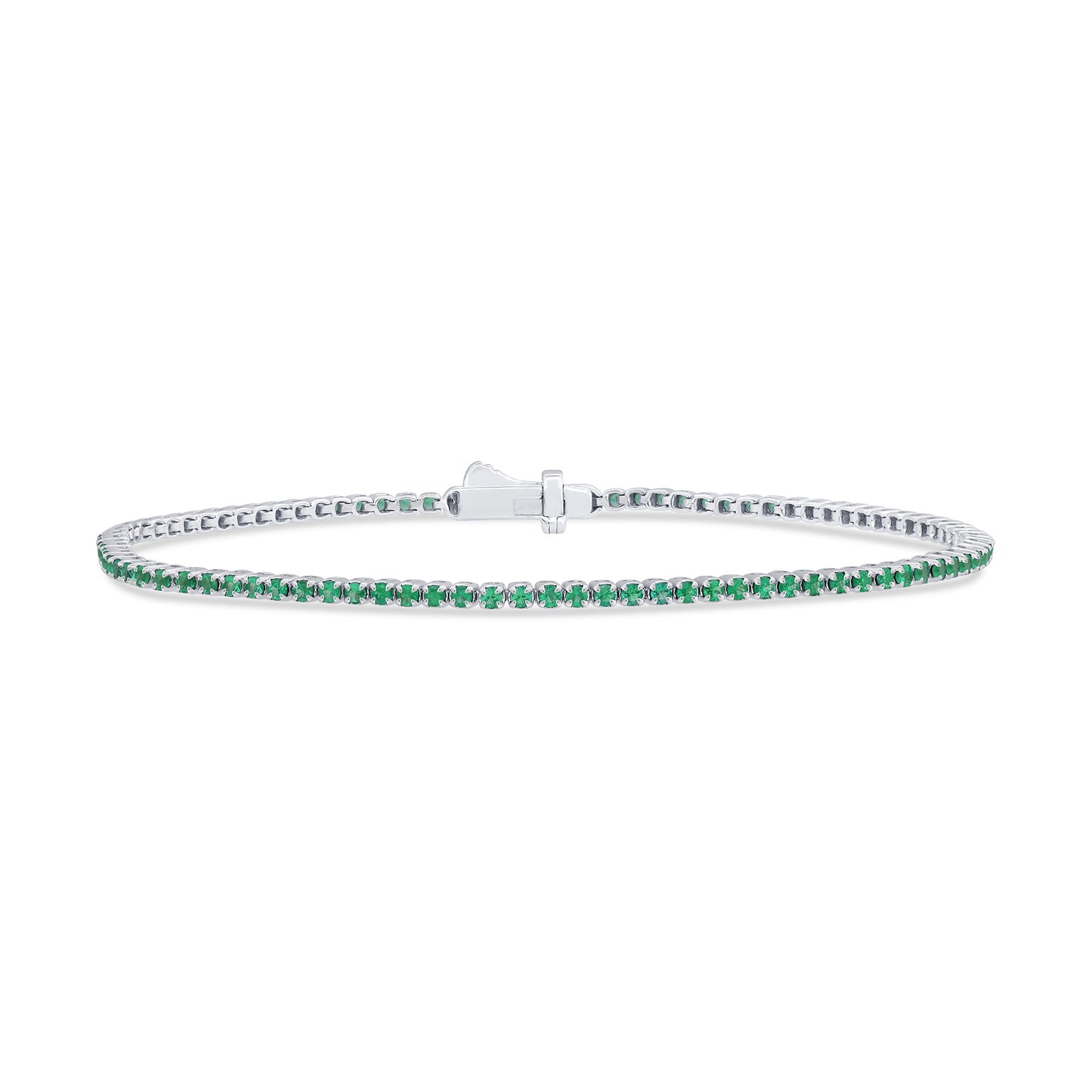 Muse Jewelry 1.20ct G SI 14K White Gold Natural Emerald Tennis Bracelet 7"