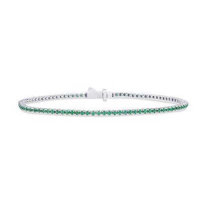 Muse Jewelry 1.20ct G SI 14K White Gold Natural Emerald Tennis Bracelet 7"