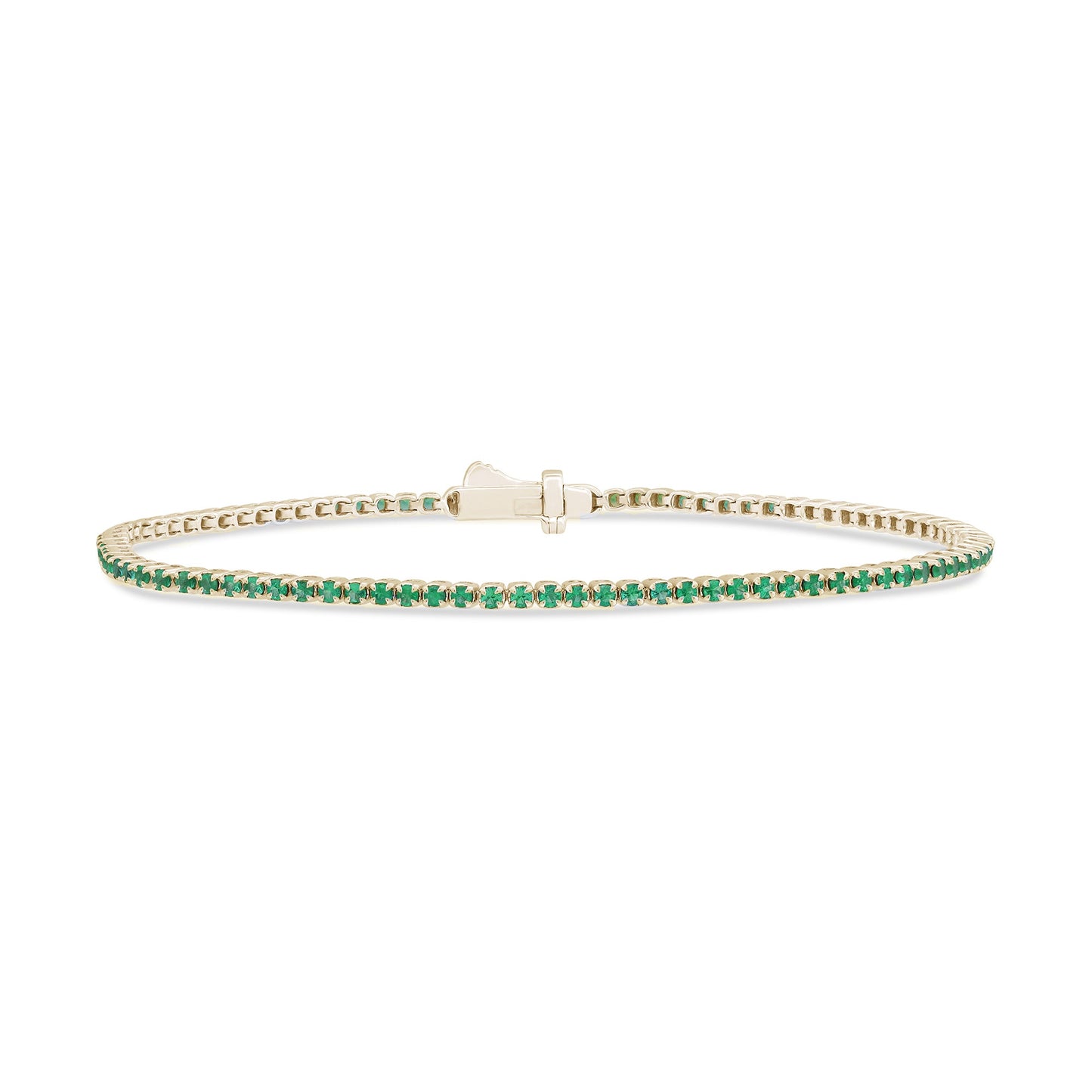 Muse Jewelry 1.24ct 14K Yellow Gold Natural Emerald Tennis Bracelet 7"