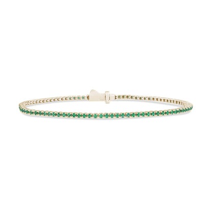 Muse Jewelry 1.24ct 14K Yellow Gold Natural Emerald Tennis Bracelet 7"