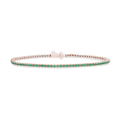 Muse Jewelry 1.44ct 14K Rose Gold Natural Emerald Tennis Bracelet 7"