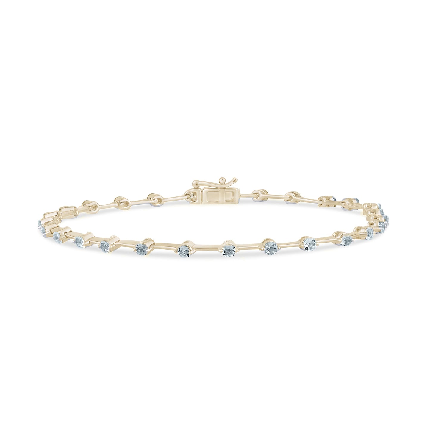 Muse Jewelry 1.15ct G SI 14K Yellow Gold Aquamarine Gemstone Bar Bracelet 7" Long