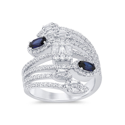 Muse Jewelry 1.84ct G SI 14K White Gold Diamond & Blue Sapphire Gemstone Wrap Around Ring Size 6.5
