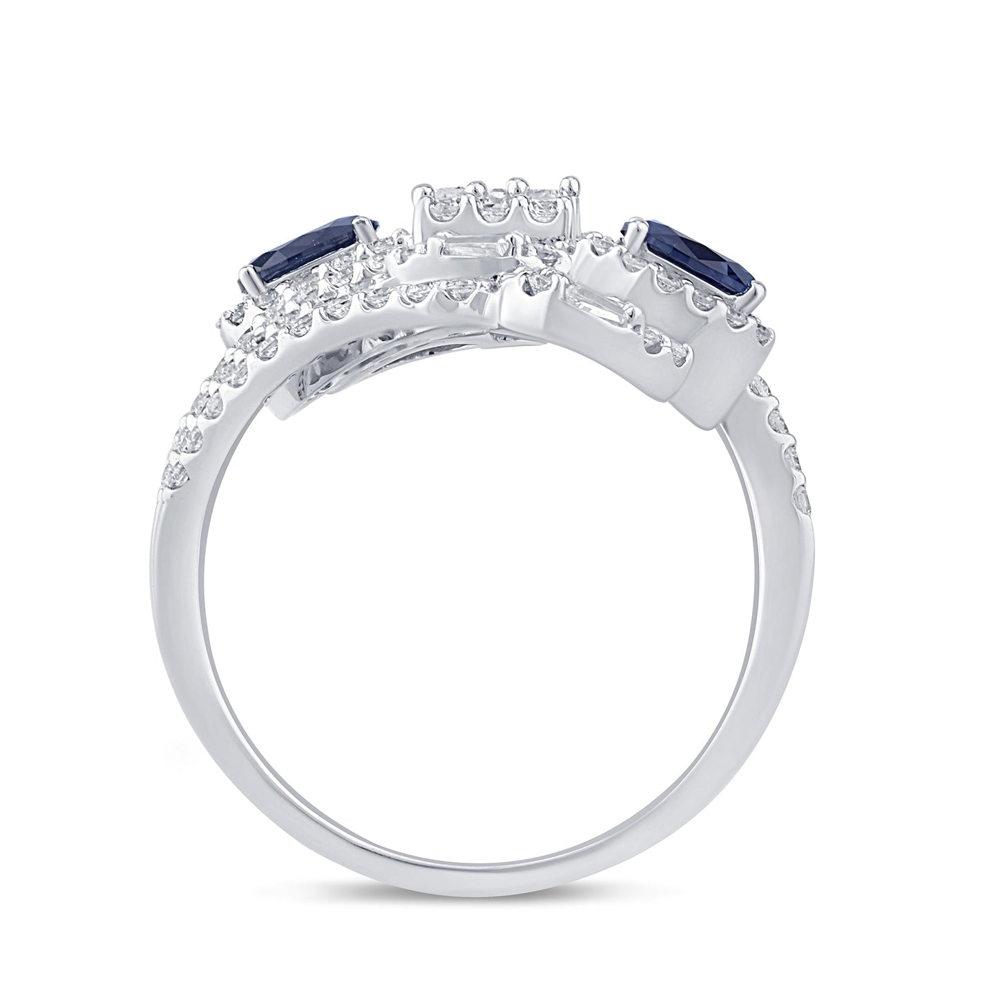 Muse Jewelry 1.84ct G SI 14K White Gold Diamond & Blue Sapphire Gemstone Wrap Around Ring Size 6.5