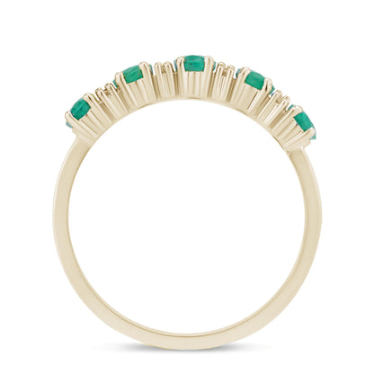 Muse Jewelry 1.35ct G SI 14K Yellow Gold Diamond & Natural Emerald Gemstones Ring Size 6.5