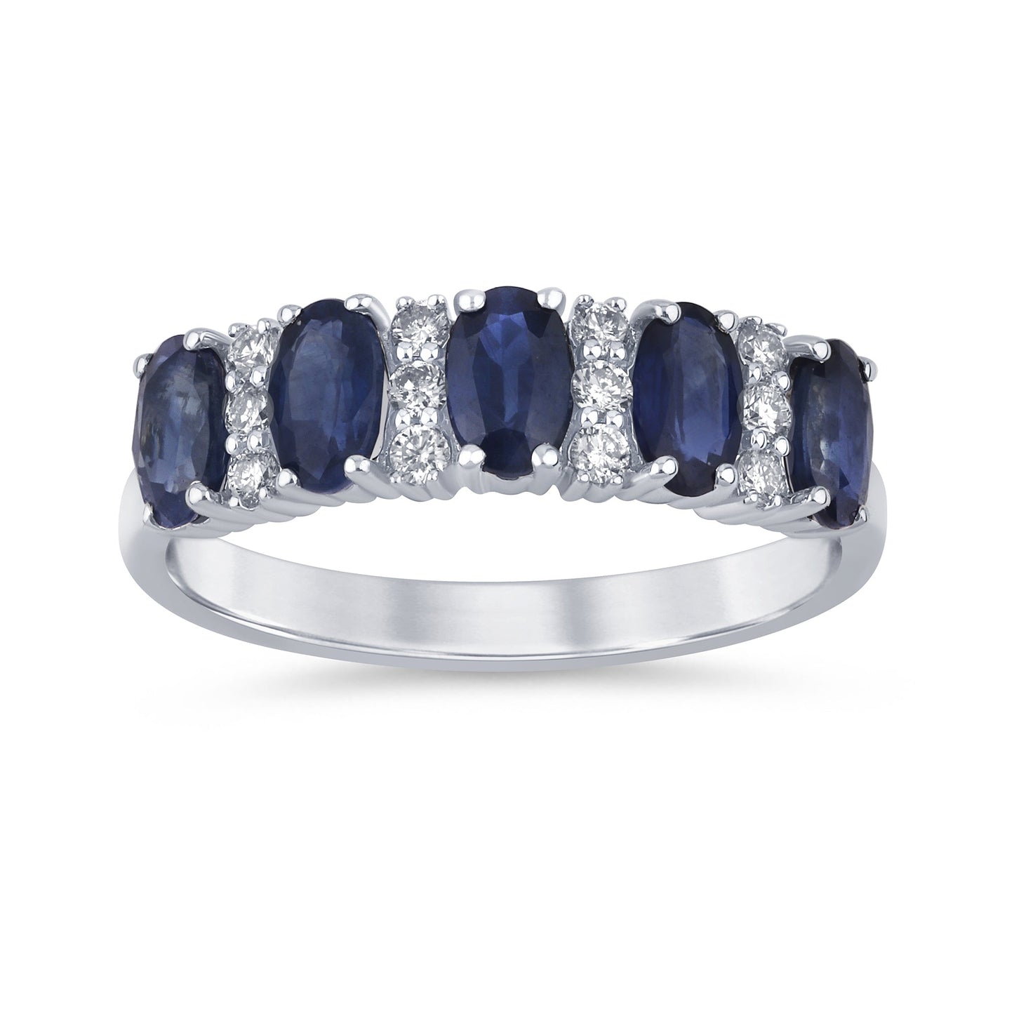 Muse Jewelry 1.73ct G SI 14K White Gold Diamond & Blue Sapphire Gemstones Ring Size 6.5