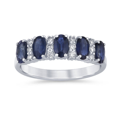 Muse Jewelry 1.73ct G SI 14K White Gold Diamond & Blue Sapphire Gemstones Ring Size 6.5