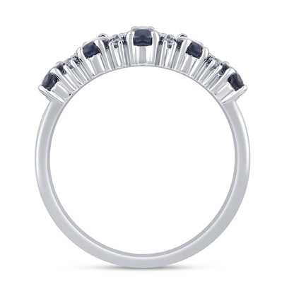 Muse Jewelry 1.73ct G SI 14K White Gold Diamond & Blue Sapphire Gemstones Ring Size 6.5
