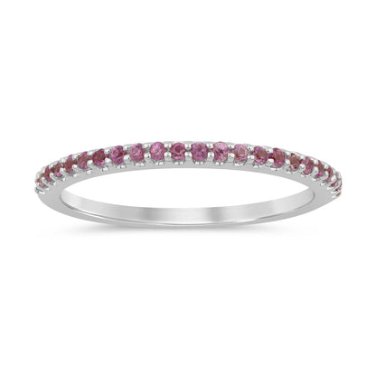 Muse Jewelry .22ct G SI 14K White Gold Pink Sapphire Gemstone Band Ring Size 6.5