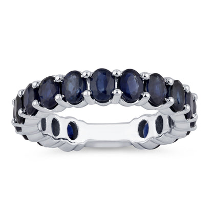 Muse Jewelry 3.76ct G SI 14K White Gold Blue Sapphire Gemstone Band Ring Size 6.5