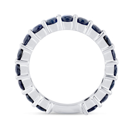 Muse Jewelry 3.76ct G SI 14K White Gold Blue Sapphire Gemstone Band Ring Size 6.5