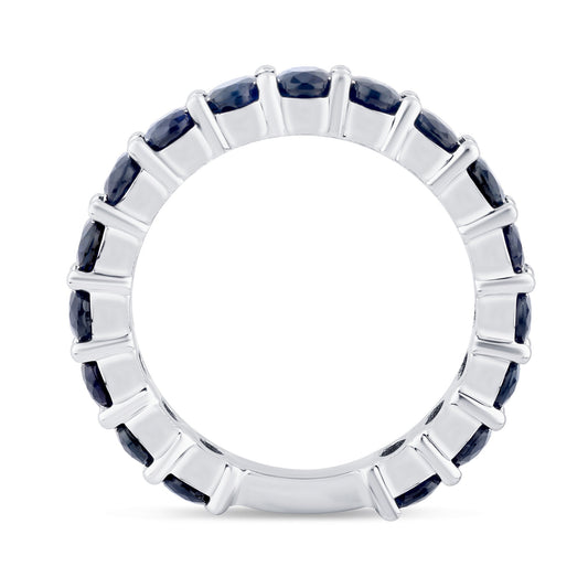 Muse Jewelry 3.76ct G SI 14K White Gold Blue Sapphire Gemstone Band Ring Size 6.5
