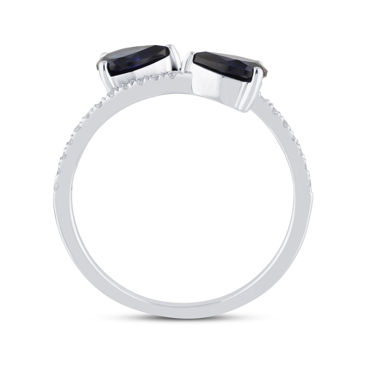 Muse Jewelry 1.11ct G SI 14K White Gold Diamond & Pear Shape Blue Sapphire Gemstones Band Ring Size 6.5