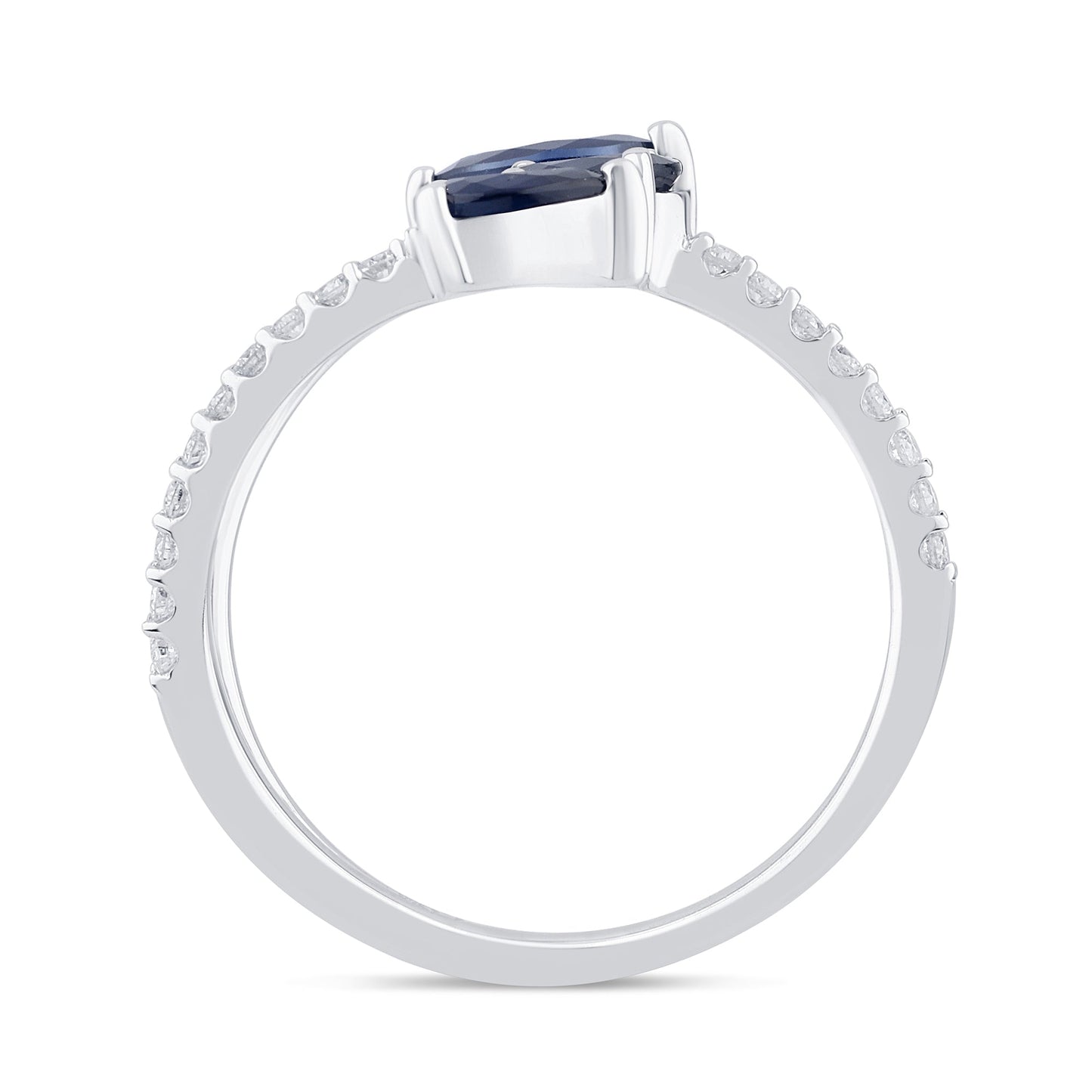 Muse Jewelry 1.08ct G SI 14K White Gold Diamond & Blue Sapphire Gemstones Wrap Around Ring Size 6.5