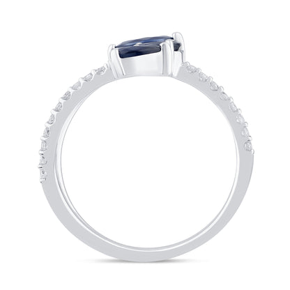 Muse Jewelry 1.08ct G SI 14K White Gold Diamond & Blue Sapphire Gemstones Wrap Around Ring Size 6.5