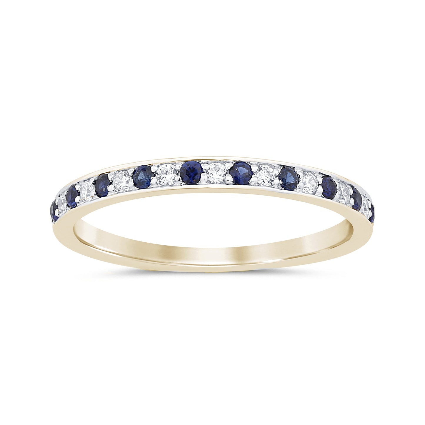 Muse Jewelry .10ct, .15ct G SI 14K Yellow Gold Diamond Blue Sapphire Gemstone Band Ring Size 6.5