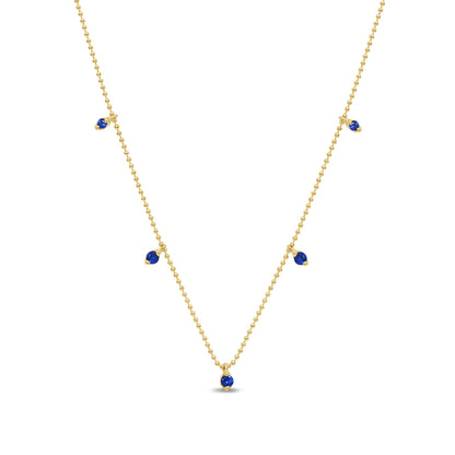 Muse Jewelry .31ct G SI 14K Yellow Gold Blue Sapphire Bead Style Chain Pendant Necklace