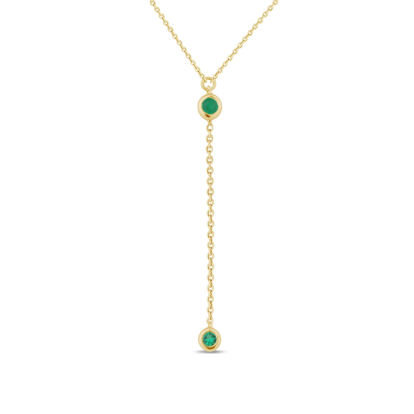 Muse Jewelry .05ct G SI 14K Yellow Gold Emerald Gemstone Drop Pendant Necklace 16" + 2" EXT