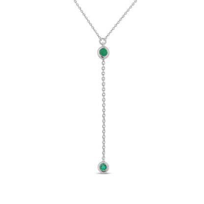 Muse Jewelry .05ct G SI 14K White Gold Emerald Gemstone Pendant Necklace 16" +2" EXT