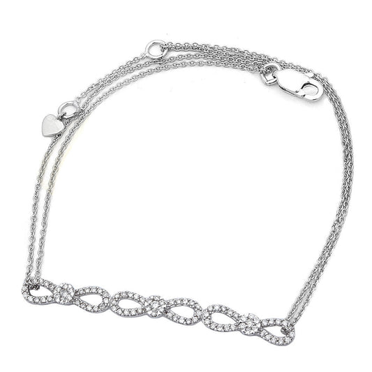 Muse Jewelry .31ct Diamond Infinity Bracelet 14kt White gold 7" Long