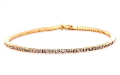 Muse Jewelry 1.00ct Round Diamond 4 Prong Tennis Bracelet 14kt Rose gold 7" Long