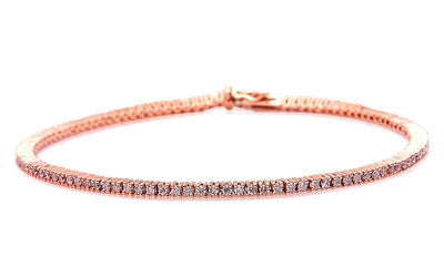 Muse Jewelry 1.00ct Round Diamond 4 Prong Tennis Bracelet 14kt Rose gold 7" Long