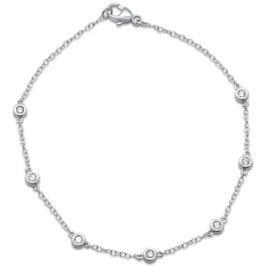 Muse Jewelry .21ct 14k White Gold Diamond by the Yard Station Bracelet 7" Long