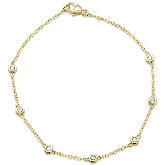 Muse Jewelry .22ct G SI 14k Yellow Gold Diamond Diamond by the Yard Station Bracelet 7" Long