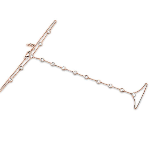 Muse Jewelry .51cts 14k Rose Gold Diamond Bracelet & Ring Chain 7" + 3" Ext