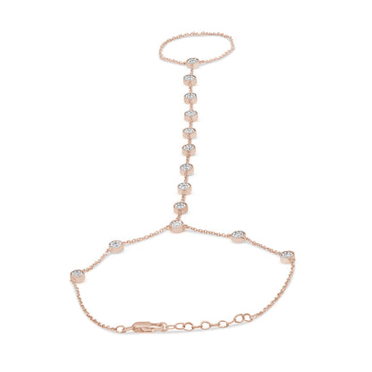 Muse Jewelry .51cts 14k Rose Gold Diamond Bracelet & Ring Chain 7" + 3" Ext