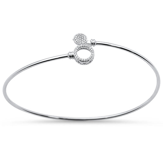 Muse Jewelry .11cts 14k White Gold Diamond Bangle Bracelet 7.25"