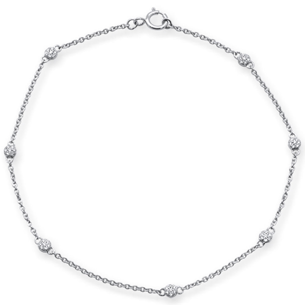 Muse Jewelry .10ct 14kt White Gold Diamond by Yard Station Bracelet 7" Long Adj