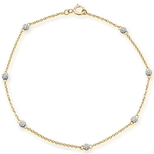 Muse Jewelry .10ct F SI 14kt Yellow Gold Diamond by Yard Station Bracelet 7" Long Adj