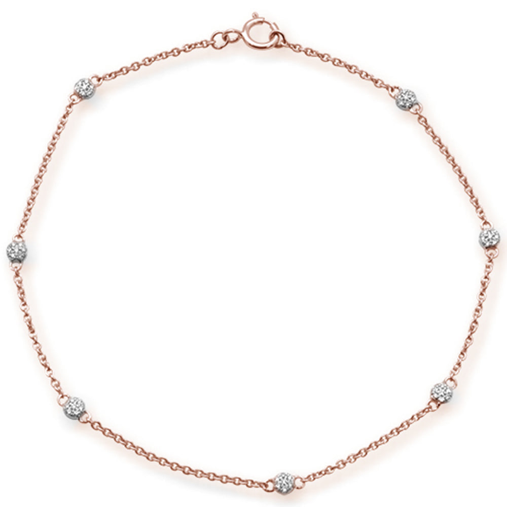 Muse Jewelry .09ct 14kt Rose Gold Diamond by Yard Station Bracelet 7" Long Adj