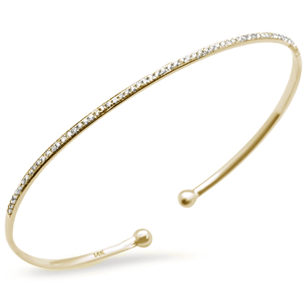 Muse Jewelry .22ct 14K Yellow Gold Diamond Open Bangle Bracelet 7"