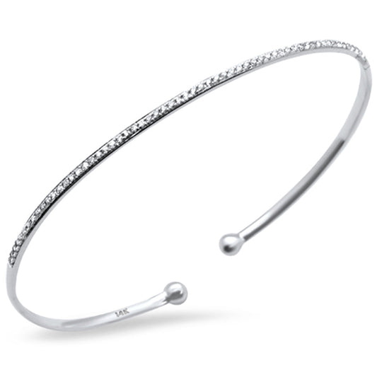 Muse Jewelry .23ct 14K White Gold Diamond Open Bangle Bracelet 7"