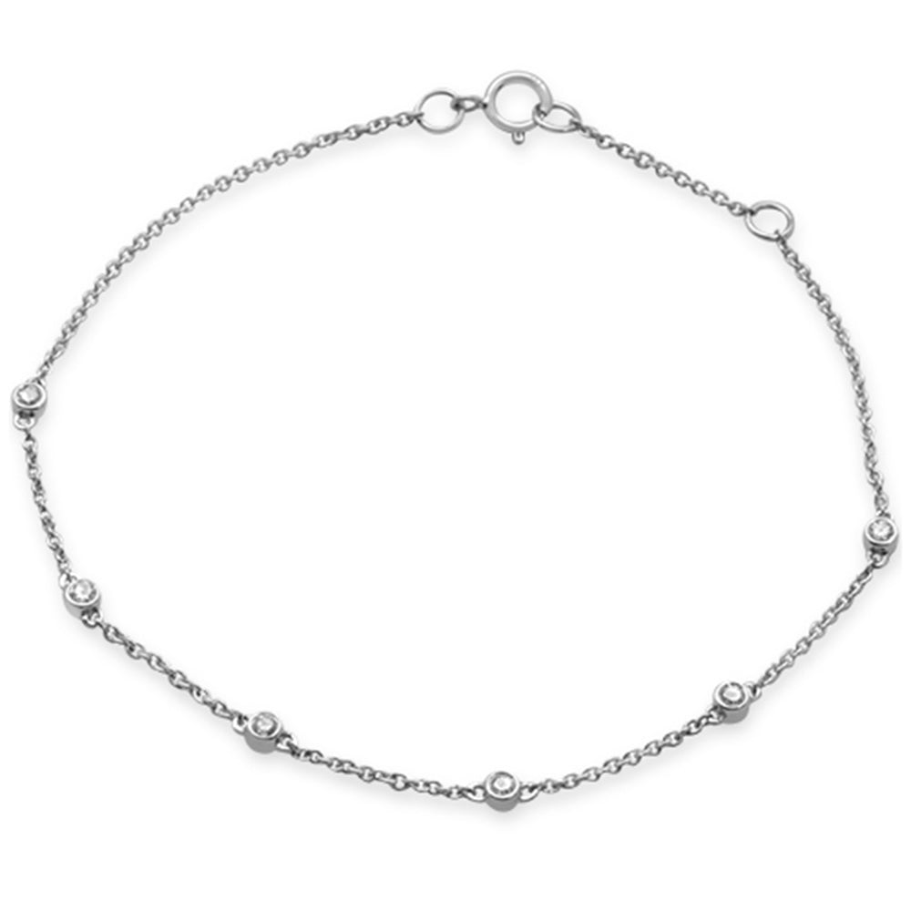 Muse Jewelry .15ct 14K White Gold Diamond by the Yard Station Bracelet