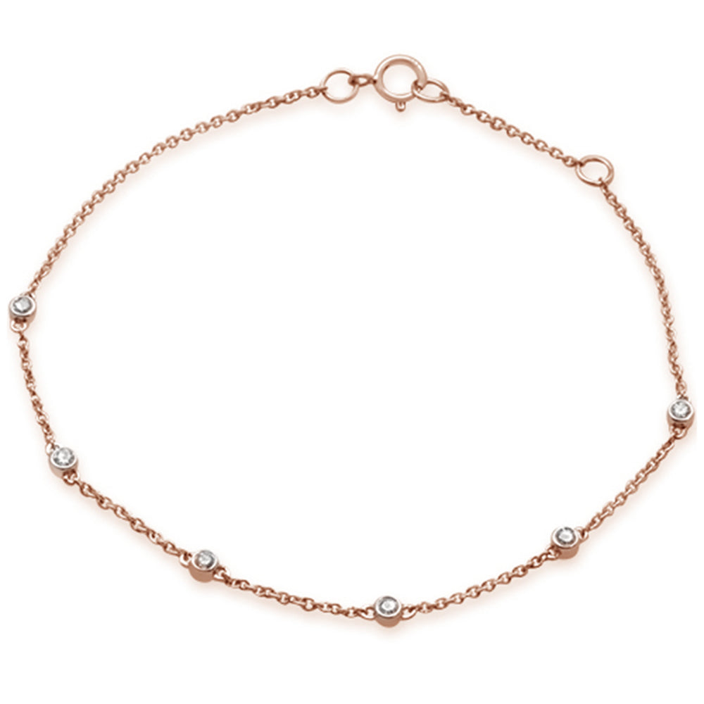 Muse Jewelry .14ct 14K Rose Gold Diamond by the Yard Station Bracelet 7"