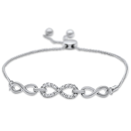 Muse Jewelry .16ct 14K White Gold Women's Diamond Infinity Adjustable Bola Bracelet