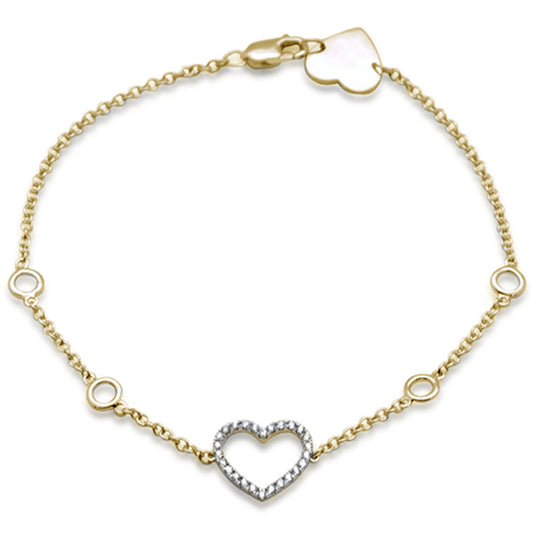 Muse Jewelry .13ct 14K Yellow Gold Heart Diamond Bracelet 7"