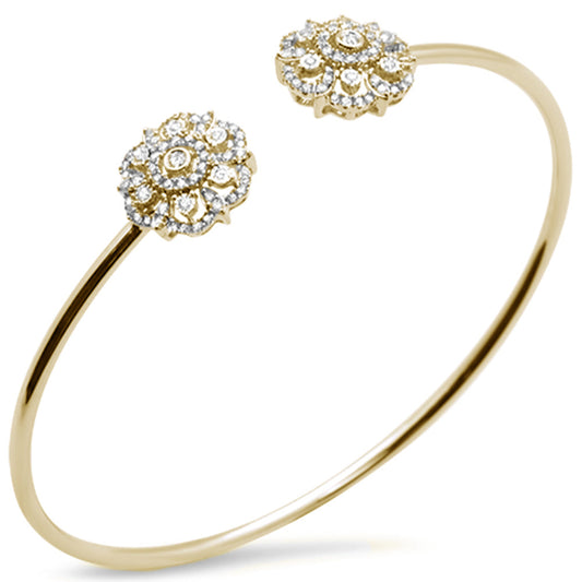 Muse Jewelry .50ct 14k Yellow Gold Diamond Flower Bangle Bracelet
