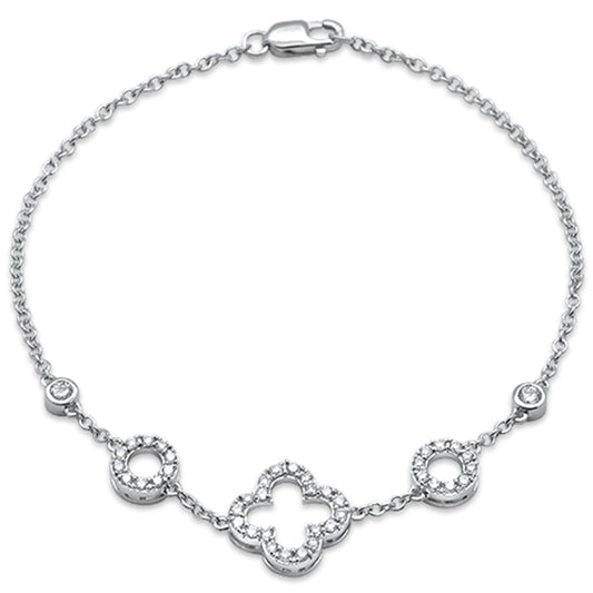 Muse Jewelry .54ct 14K White Gold Clover Diamond Bracelet 7"